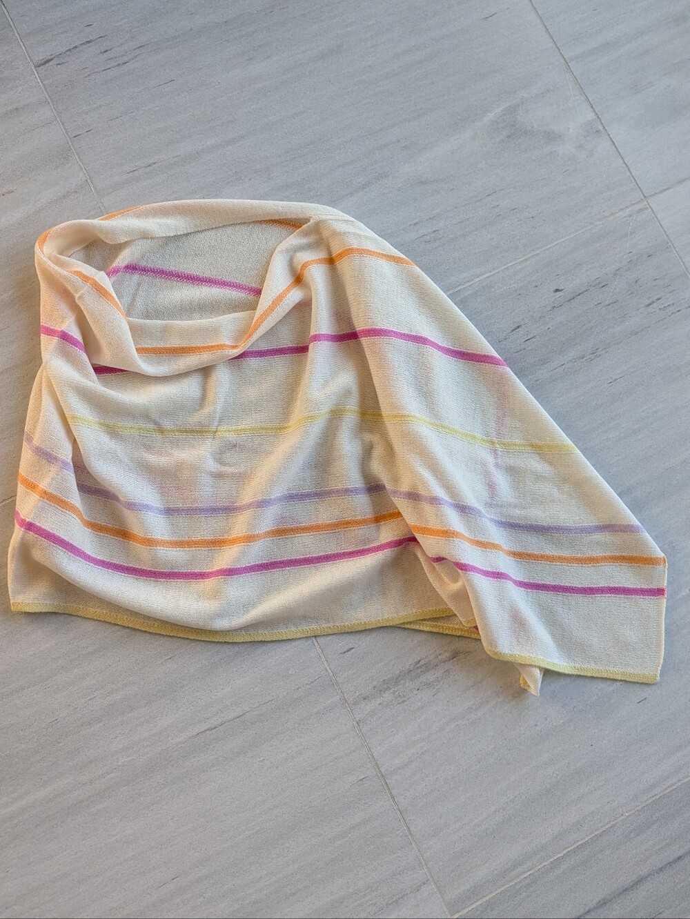 IN CASHMERE striped asymmetric poncho